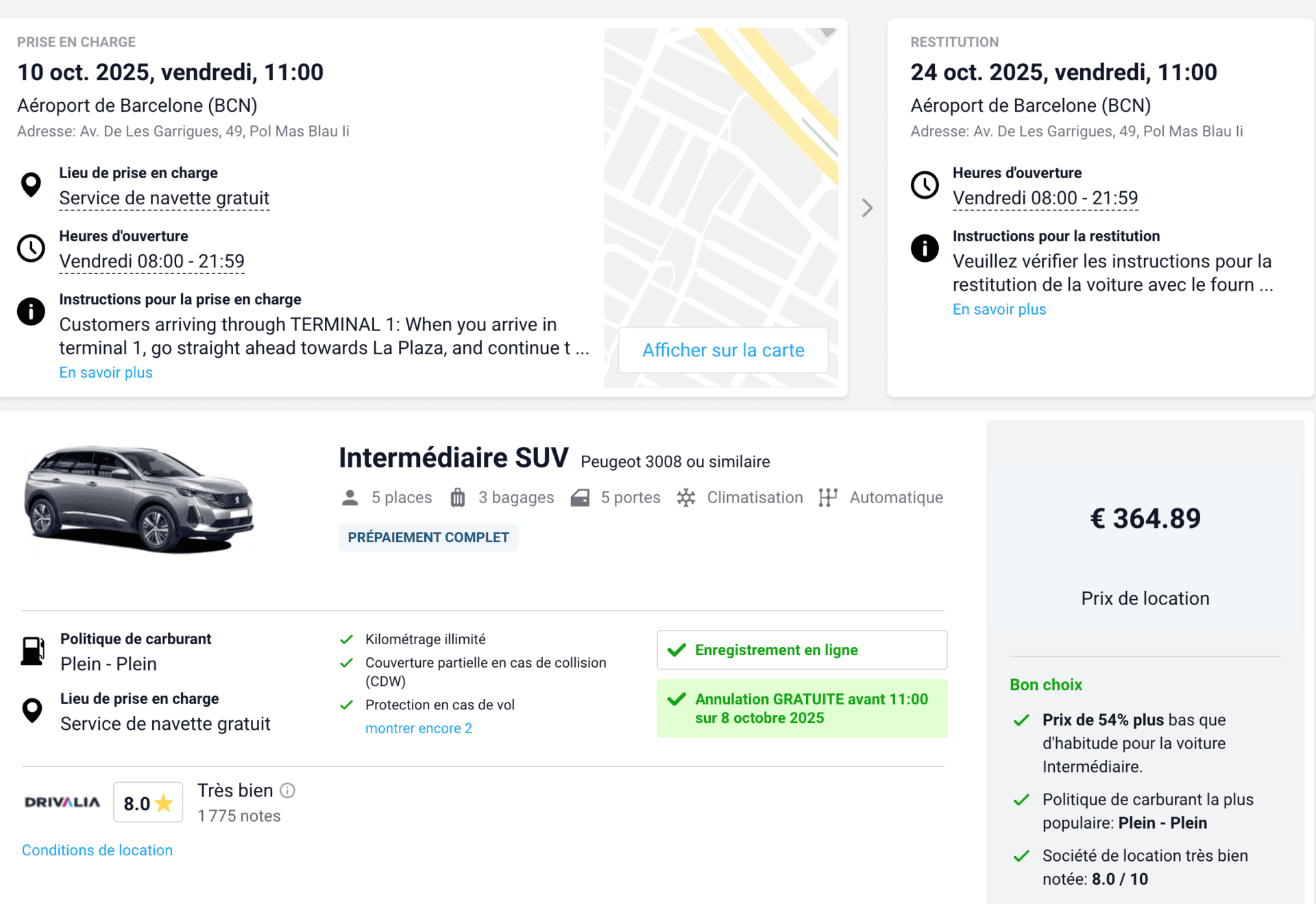 location voiture barcelone discover cars peugeot 3008