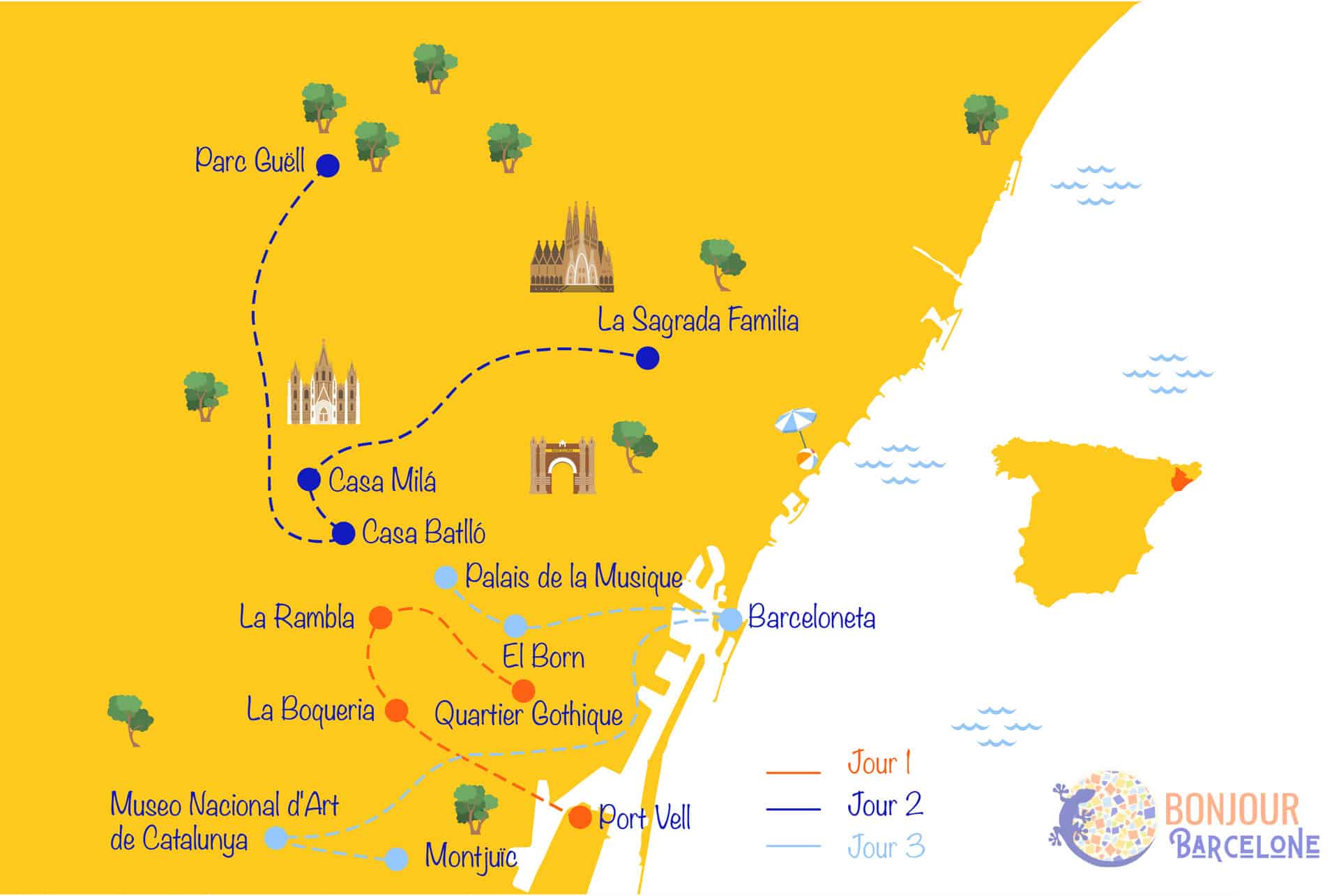map barcelone en 3 jours BB